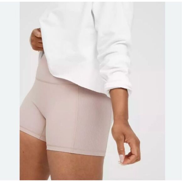 offline by aerie goals shortie high rise 4” biker shorts mauve XL ribbed sides - Picture 1 of 6